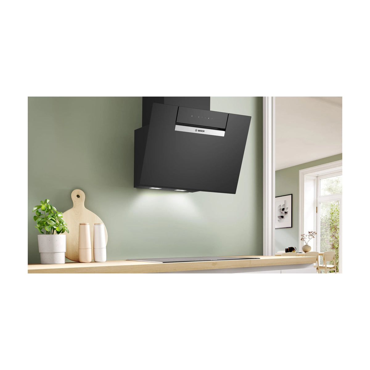 Campana decorativa inclinada Bosch DWK67FN60, 60 cm, Home Connect