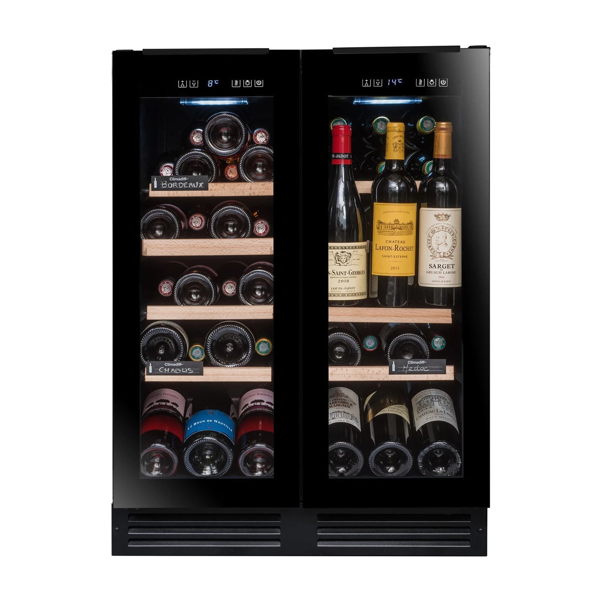 Vinoteca integrable Avintage AVU49DPB1 de doble zona, 47 botellas