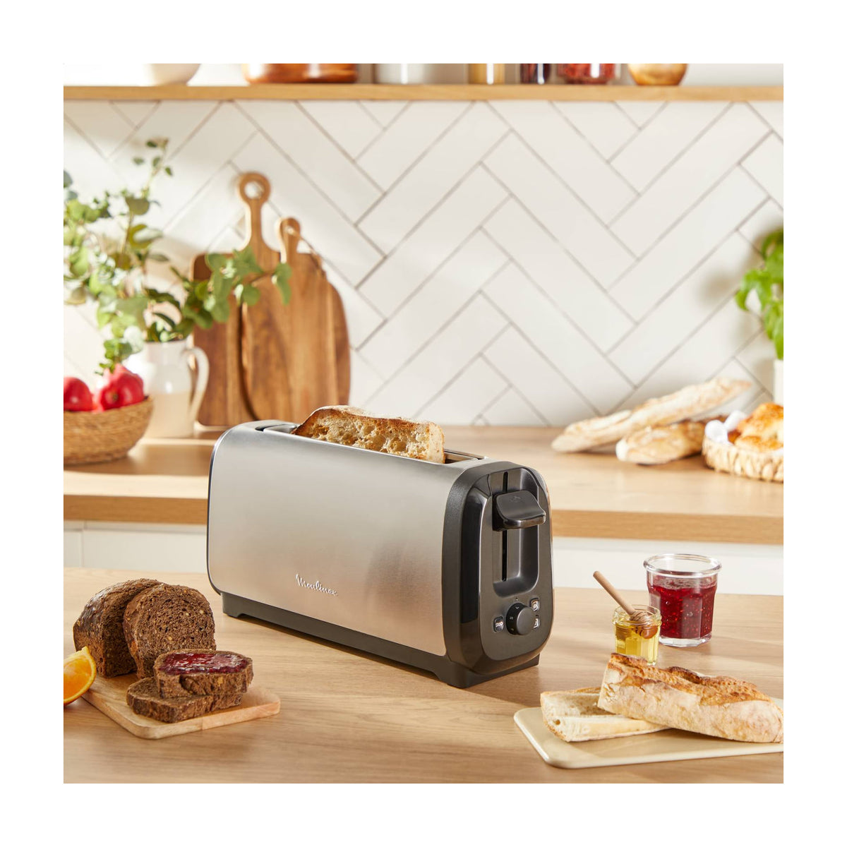 Tostadora Moulinex Subito LS5S0DE0 de ranura larga, 1430 W y 7 niveles