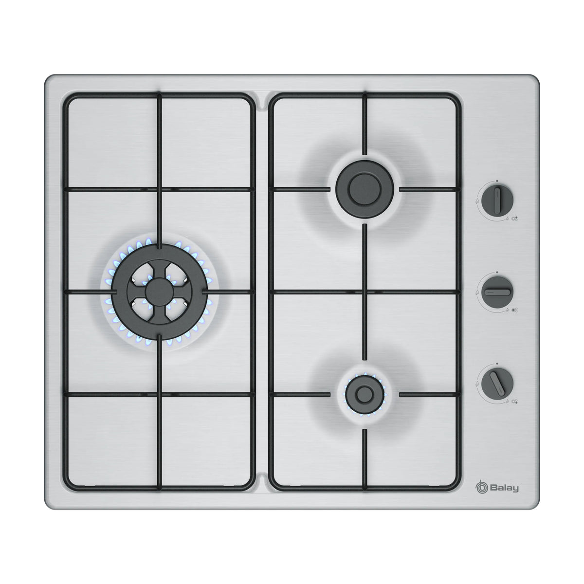 Placa de gas Balay 3ETX463BB de 60 cm con 3 quemadores y wok