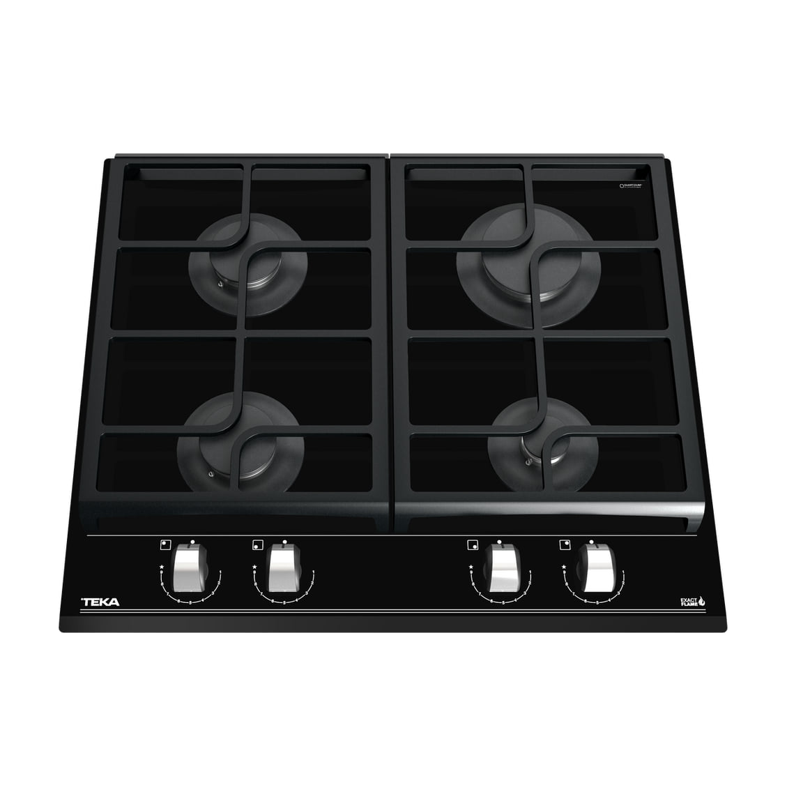 Placa de gas Teka GZC 64300 XBN, 60 cm, cristal negro y ExactFlame