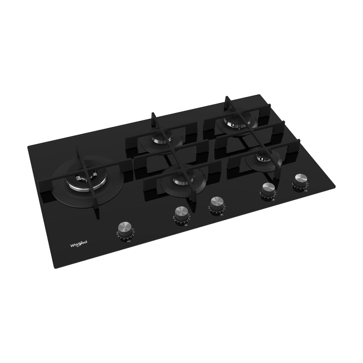 Placa de gas Whirlpool GOWL 928/NB, 5 fuegos y 86 cm
