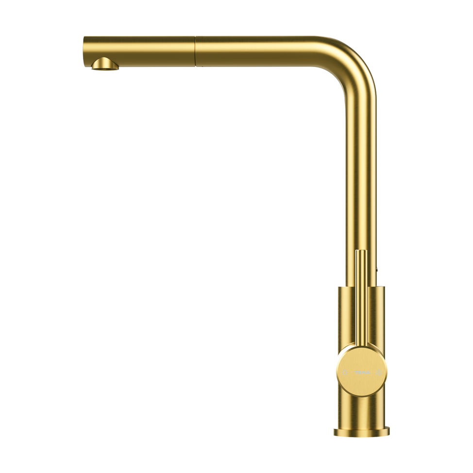 Grifo de cocina Teka UNI 9331 dorado, monomando extraíble y giro de 360°