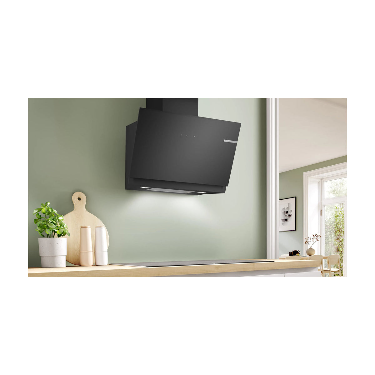 Campana decorativa inclinada Bosch DWK81AN60 de 80 cm, cristal negro