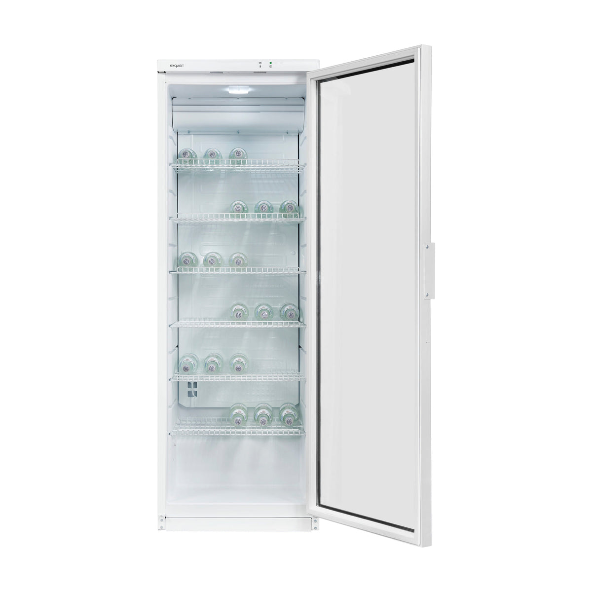 Botellero Exquisit GKS350-1-GT-280D blanco con puerta de cristal