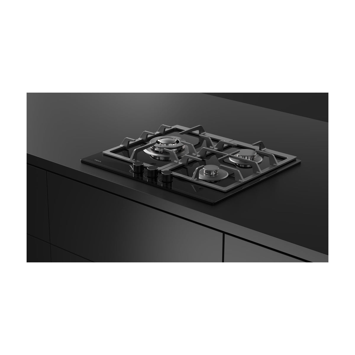 Placa de gas Teka GBC 63110 KBB, 3 quemadores y cristal negro