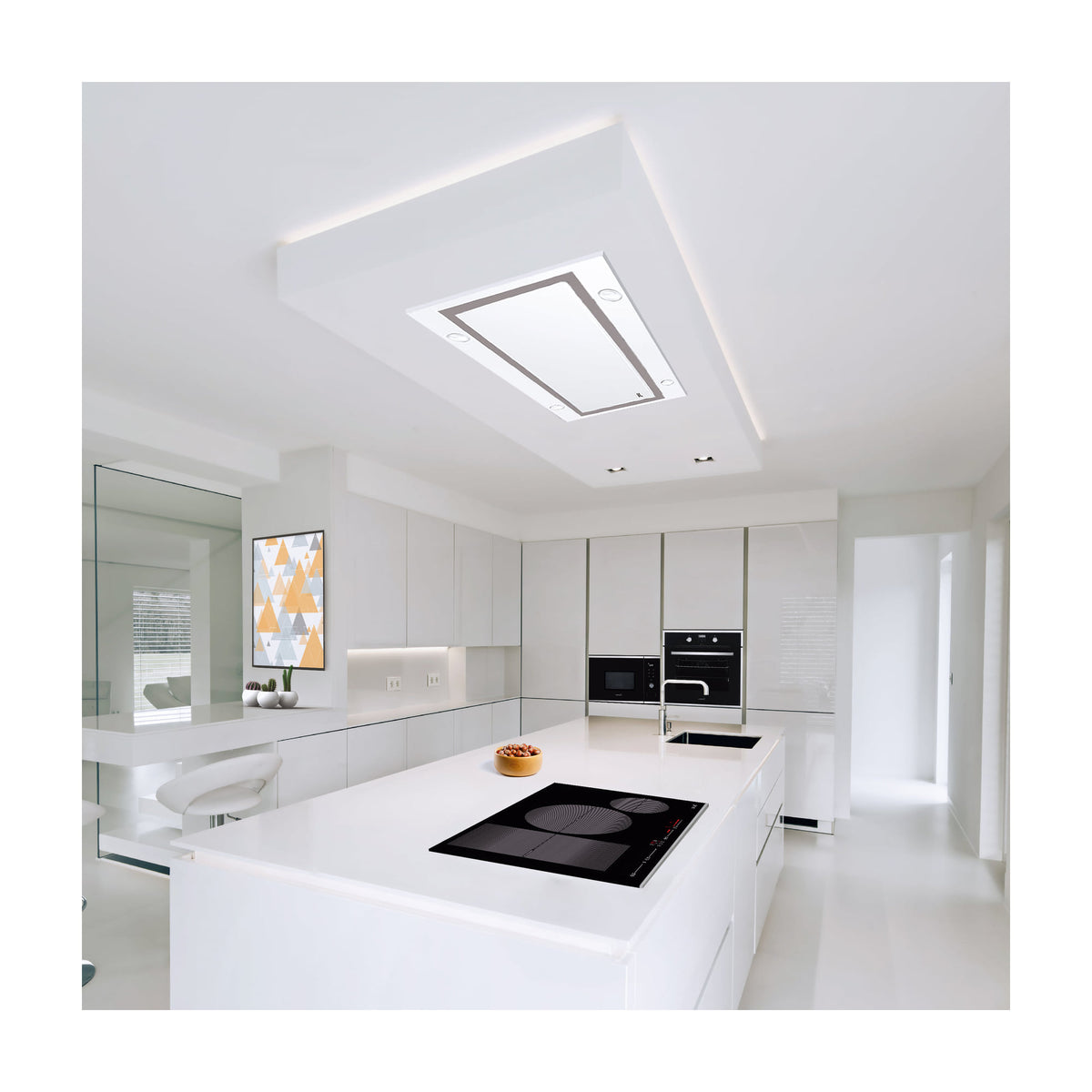 Campana de techo CATA Isla Sirin Glass 1000 GWH, 100 cm, cristal blanco