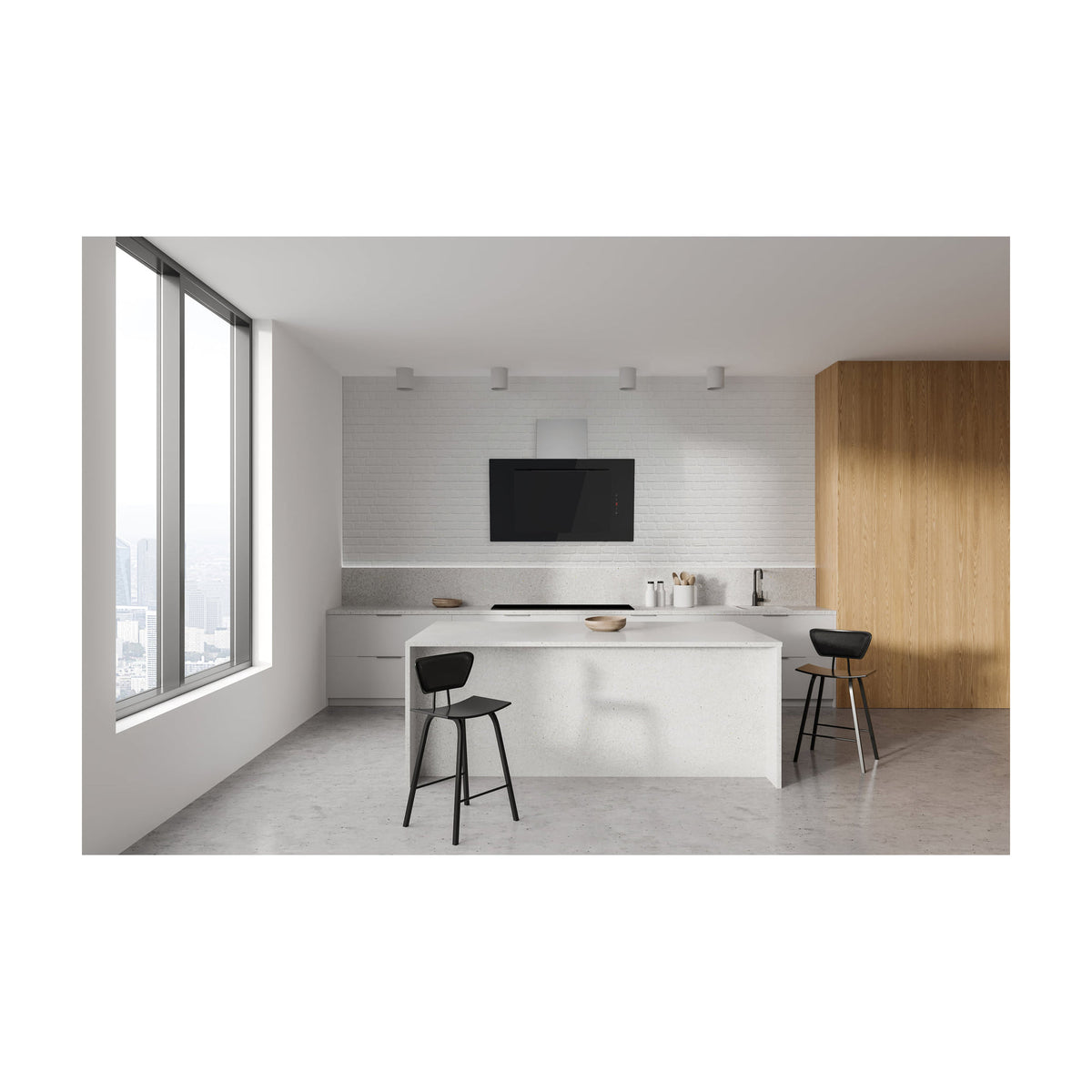 Campana decorativa CATA Renova Pure Air VNV90 XGBK, 90 cm, cristal negro