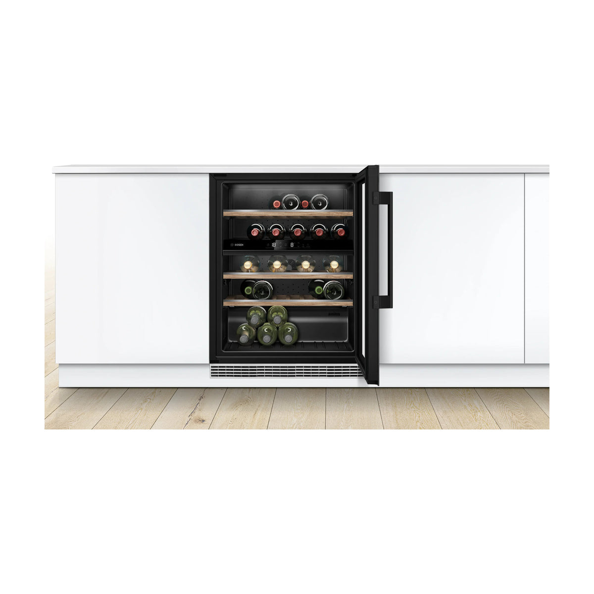 Vinoteca integrable Bosch KUW21AHG0, 44 botellas y 2 zonas