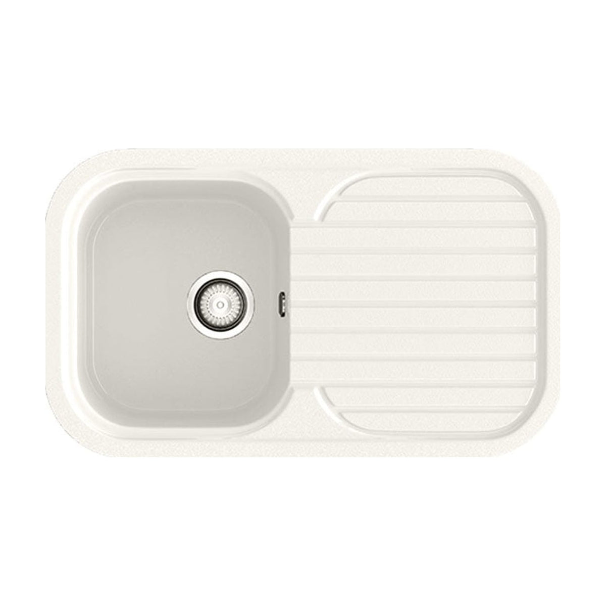 Fregadero Poalgi Basic Coral 121 de resina, blanco brillo y escurridor reversible