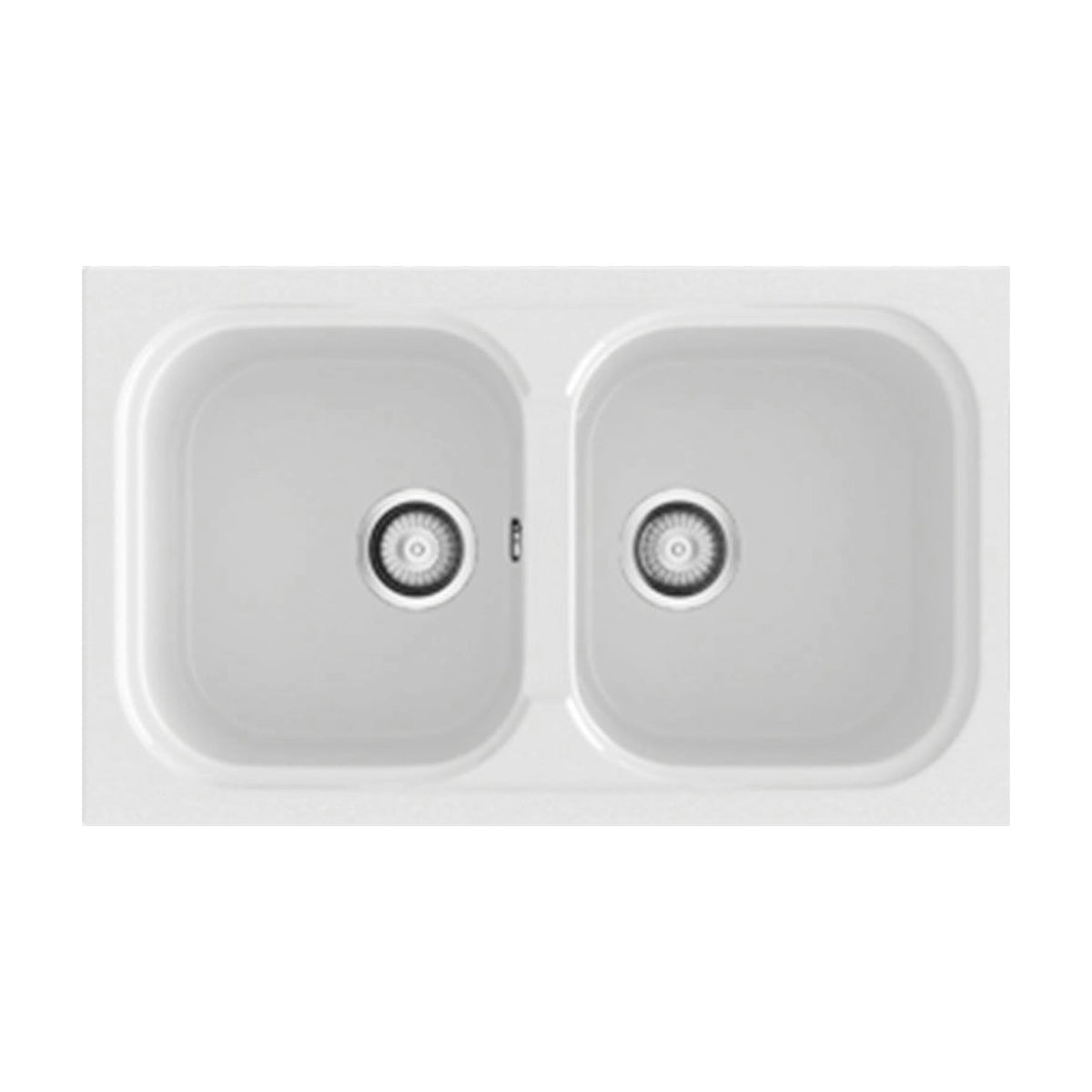 Fregadero de resina Poalgi Amatista 119 blanco brillo, 2 cubetas