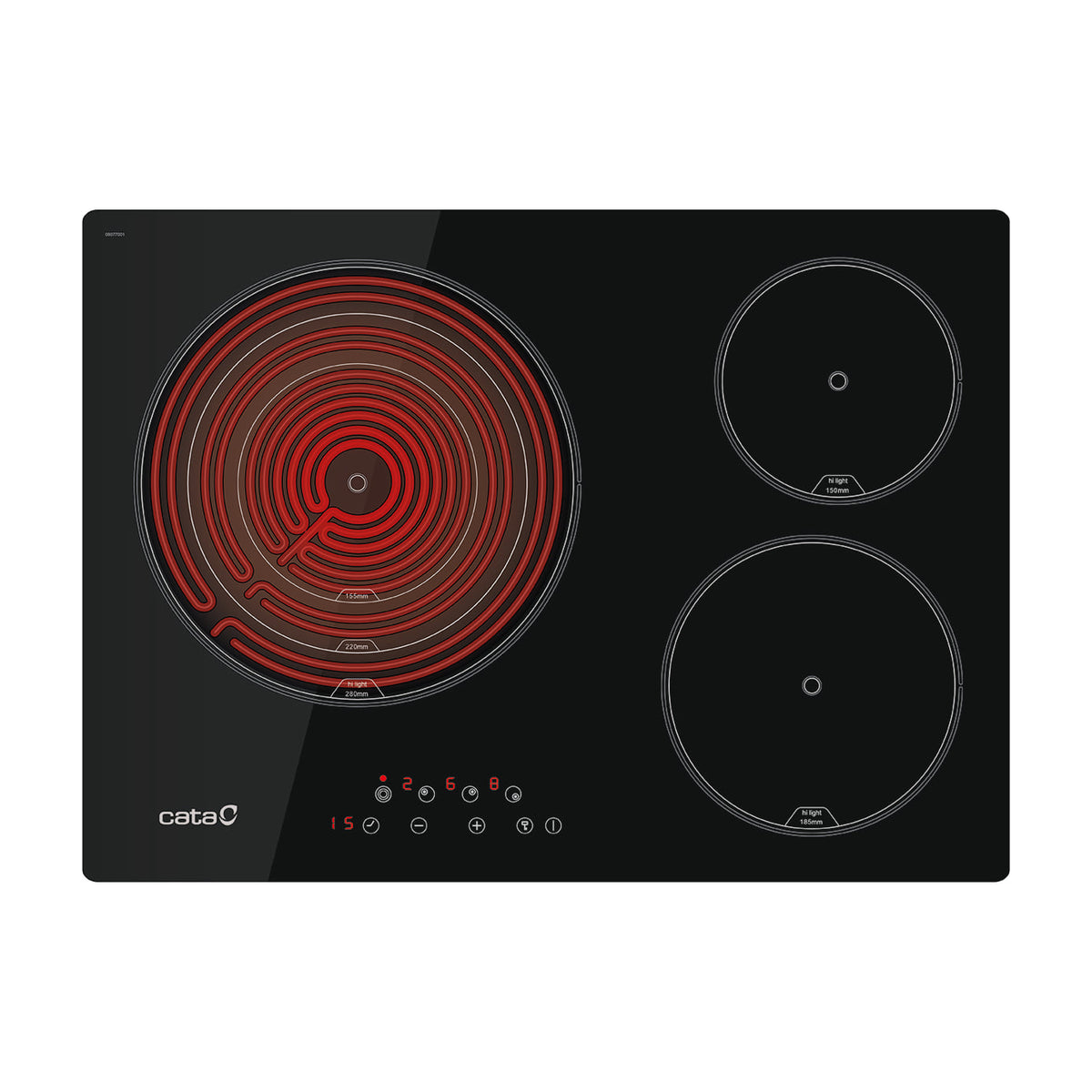 Placa vitrocerámica Cata TT 5003 /G de 3 zonas y 5,7 kW