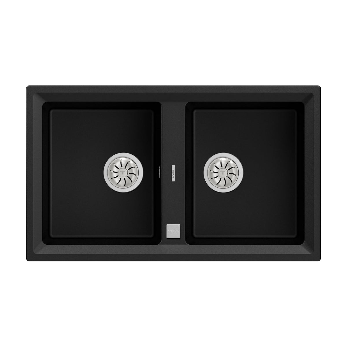 Fregadero Teka Stone 90 B-TG 2C negro, 2 cubetas y desagüe automático