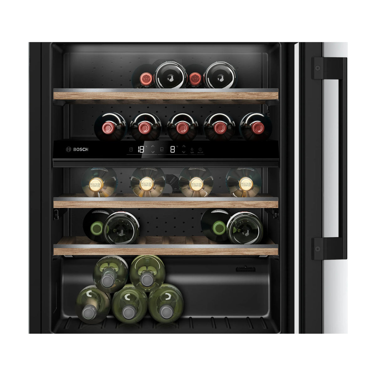 Vinoteca integrable Bosch KUW21AHG0, 44 botellas y 2 zonas