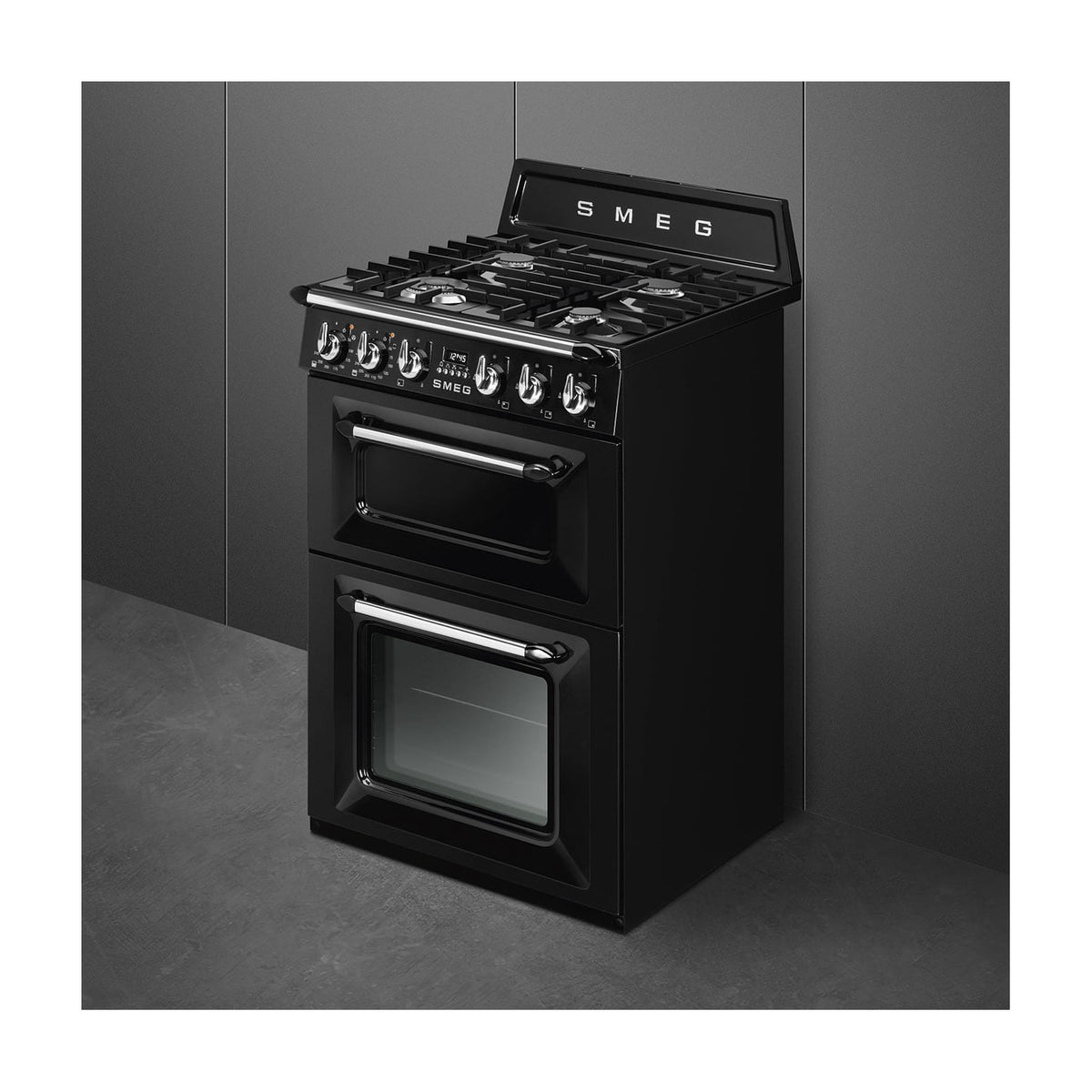 Cocina de gas Smeg TR62BL de 60 cm con dos hornos eléctricos