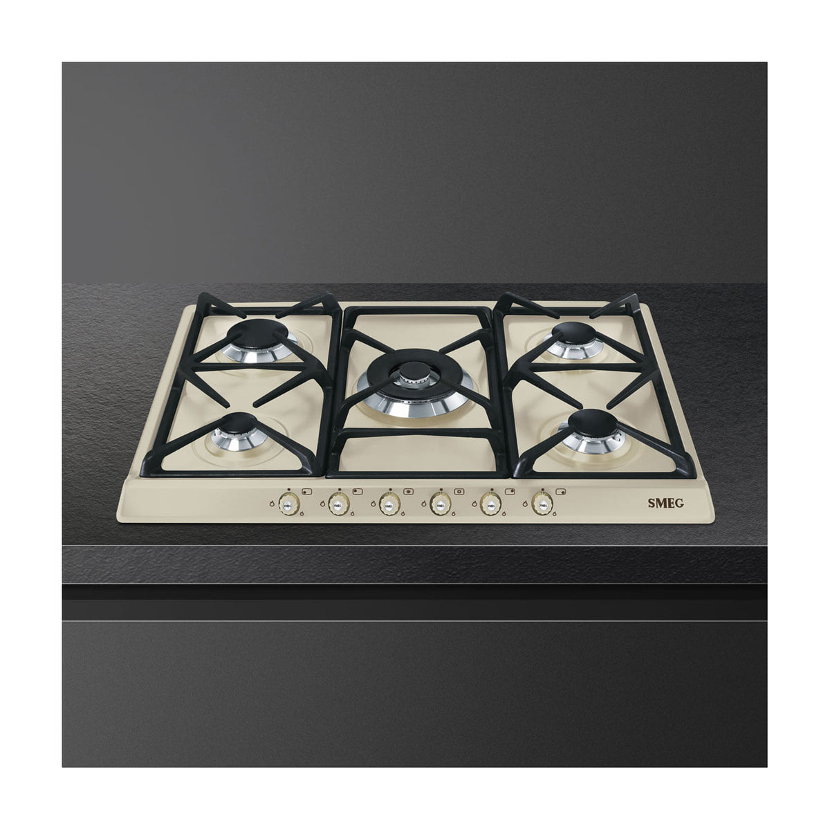 Placa de gas Smeg SR775PO de 5 zonas, acabado crema