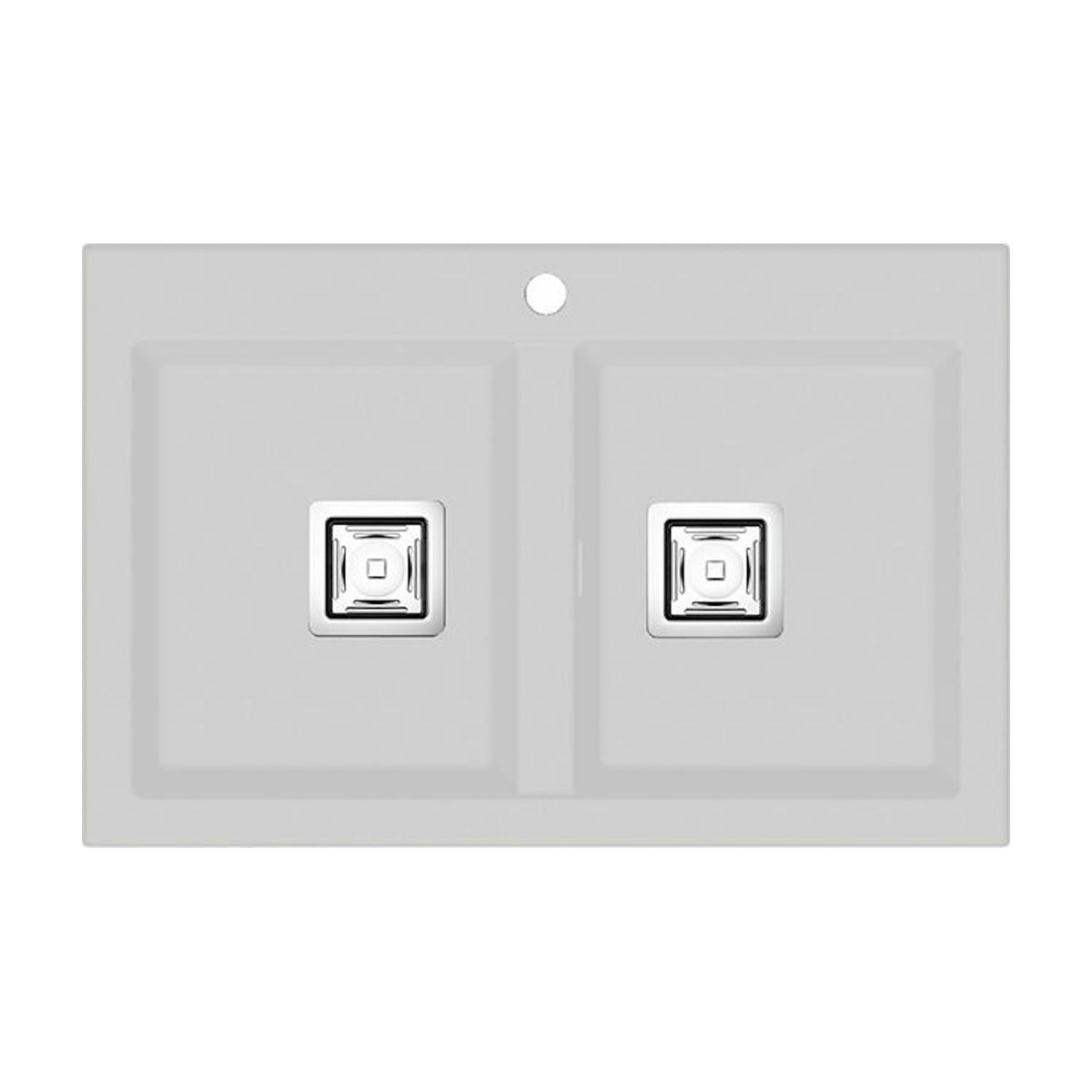 Fregadero de granito Poalgi Kobus 816 de dos cubetas, blanco nieve