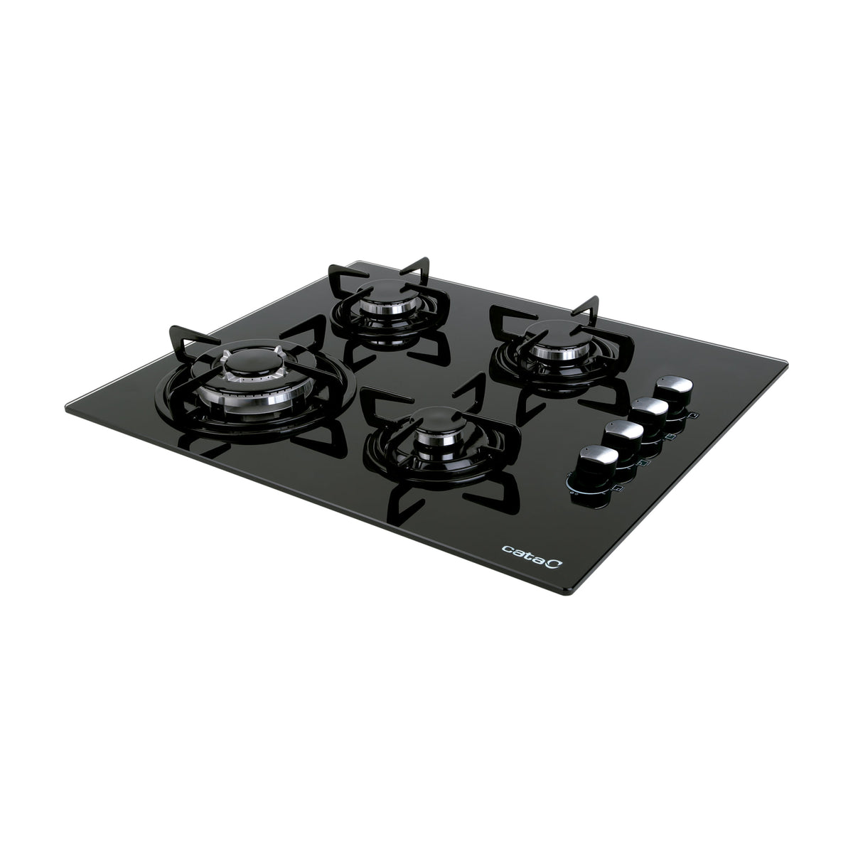Placa de gas CATA CI 631 BK A/A, 4 zonas y cristal negro de 59 cm