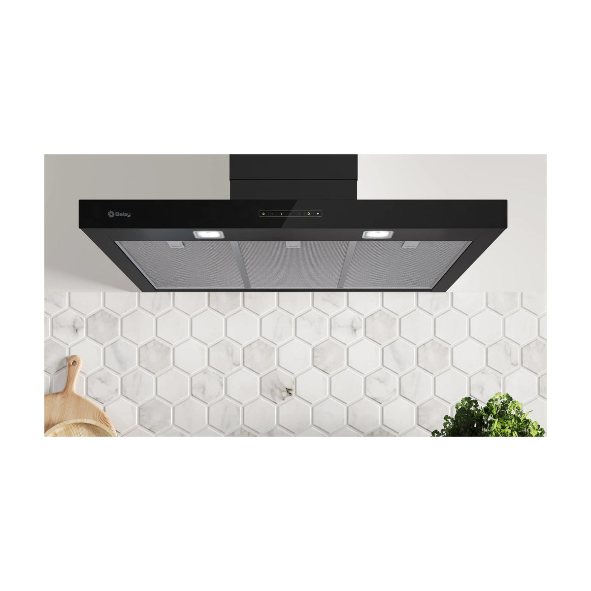 Campana decorativa de pared Balay 3BC897GM, 90 cm, negro mate