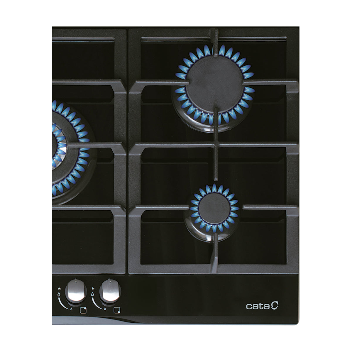 Placa de gas CATA LCI 9041 BK, 5 zonas y cristal negro
