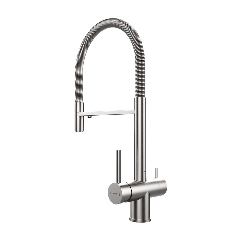 Grifo de cocina Teka UNI 3913 bimando de 3 vías, inox