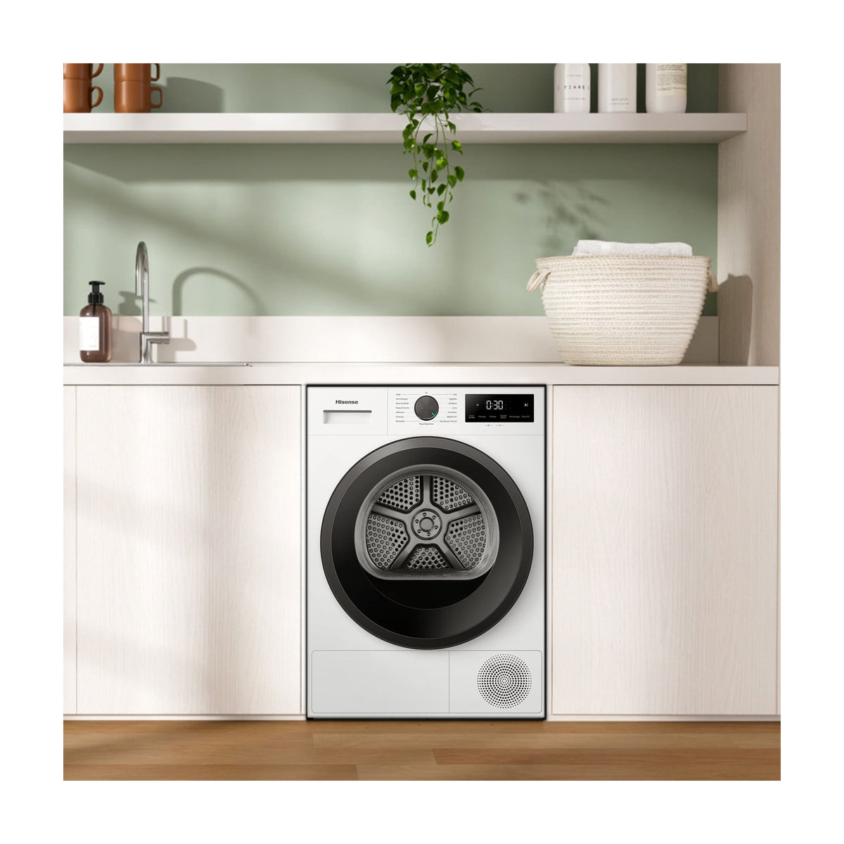 Secadora Hisense DH1I900UWDC de bomba de calor, 9 kg y clase D