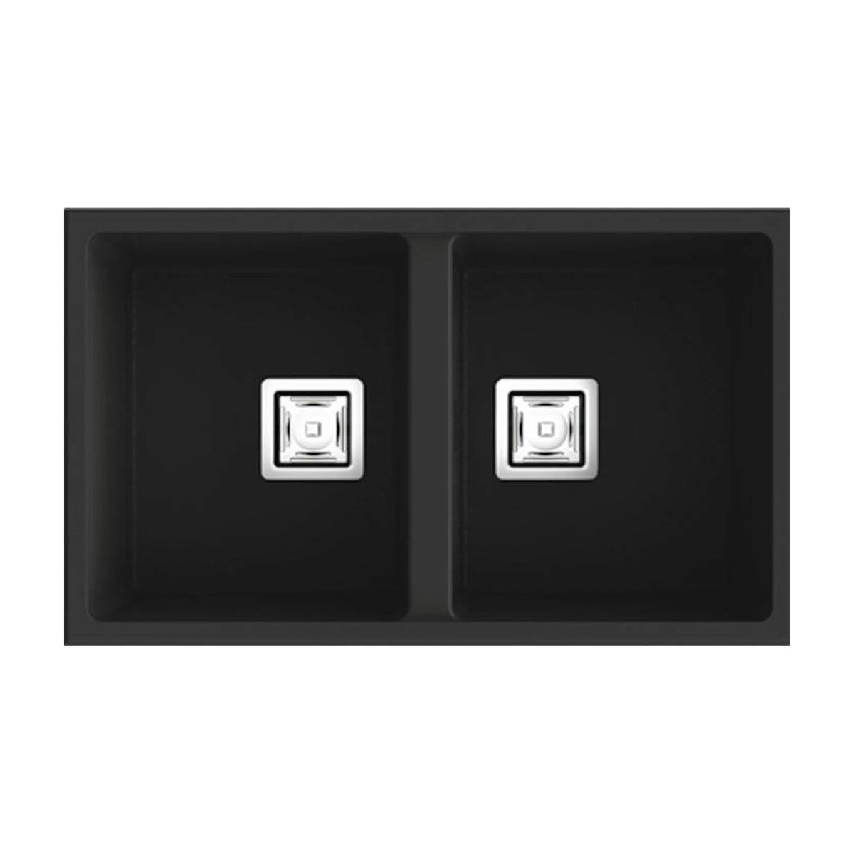 Fregadero Poalgi Zie 70 2C de dos cubetas, negro mate
