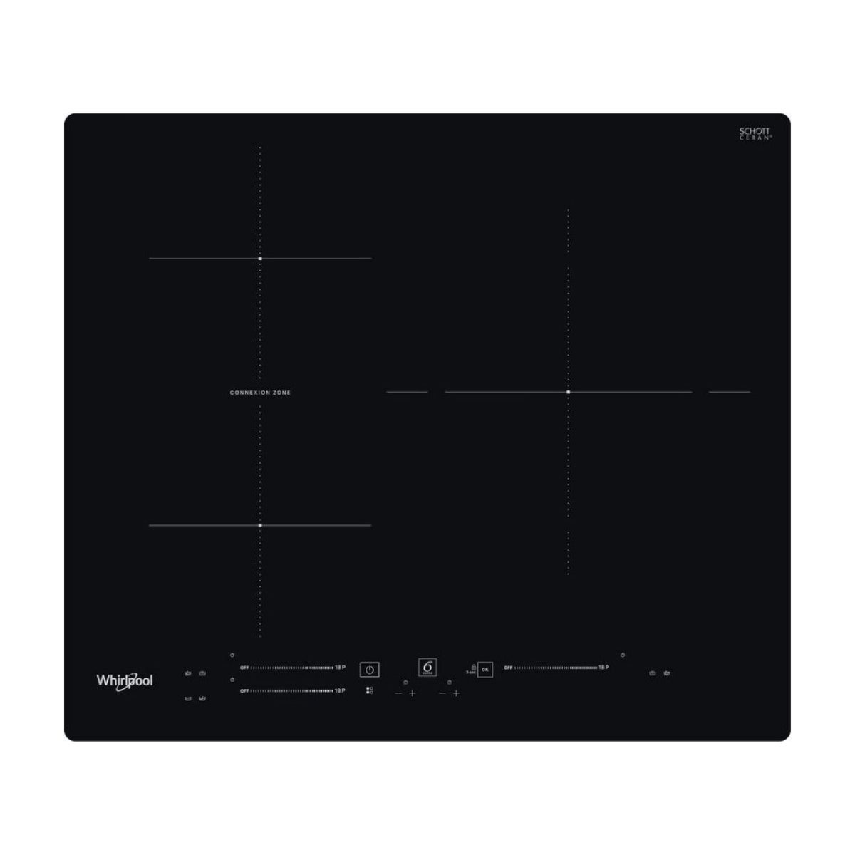 Placa de inducción Whirlpool WB S5560 NE de 60 cm con zona flexible