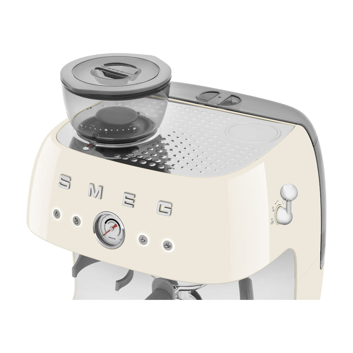 Cafetera espresso Smeg EGF03CREU con molinillo integrado, color crema