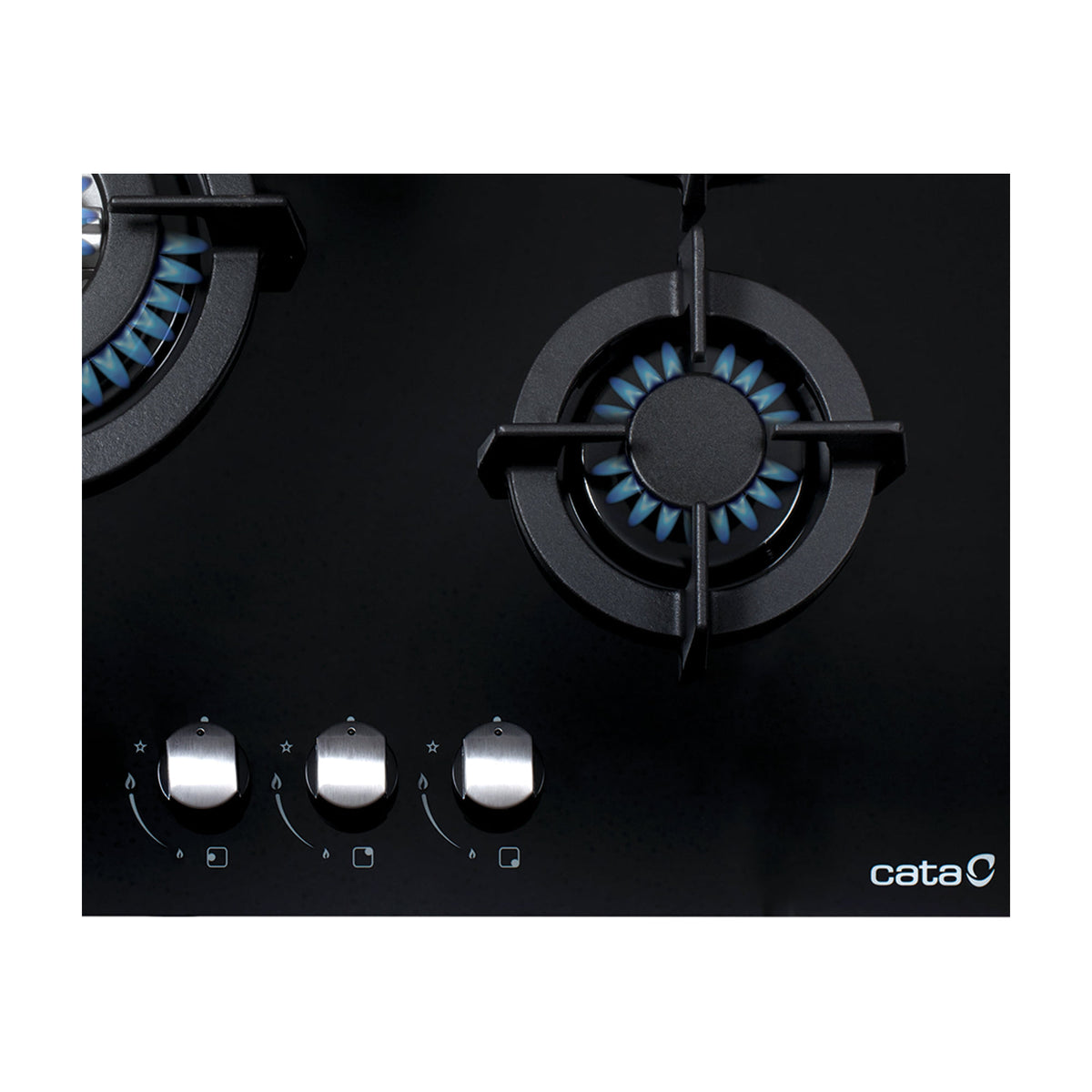 Placa de gas CATA CCI 6021 BK de cristal negro, 3 quemadores