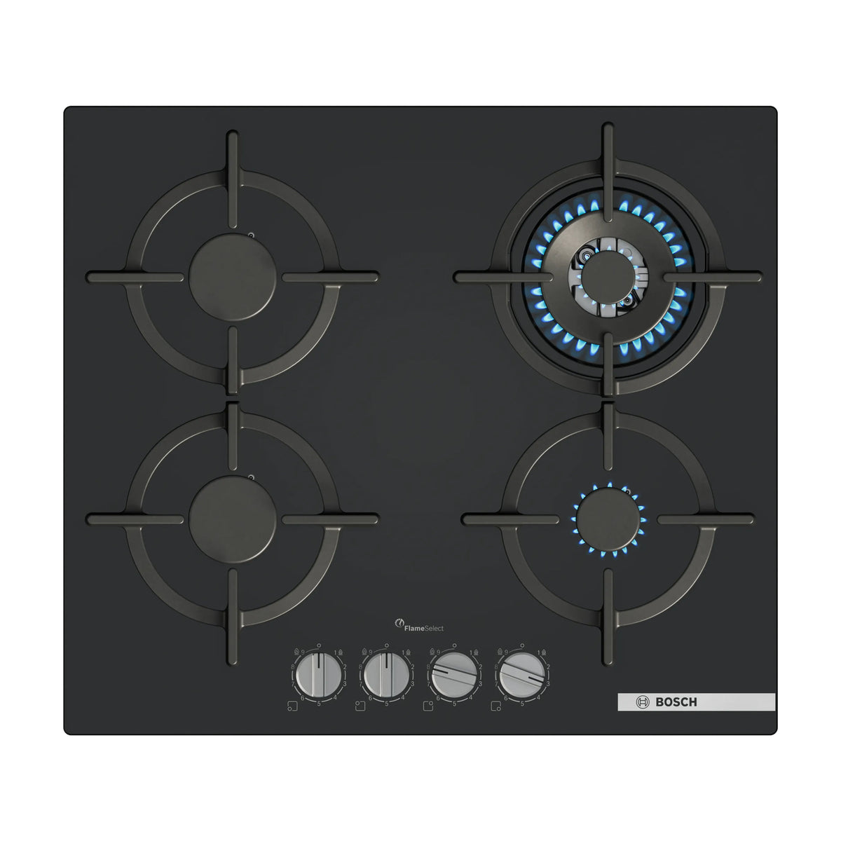 Placa de gas Bosch PPH6A6I10 con 4 zonas y FlameSelect