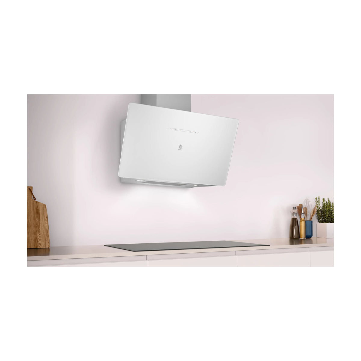 Campana decorativa inclinada Balay 3BC599AB de 90 cm, cristal blanco
