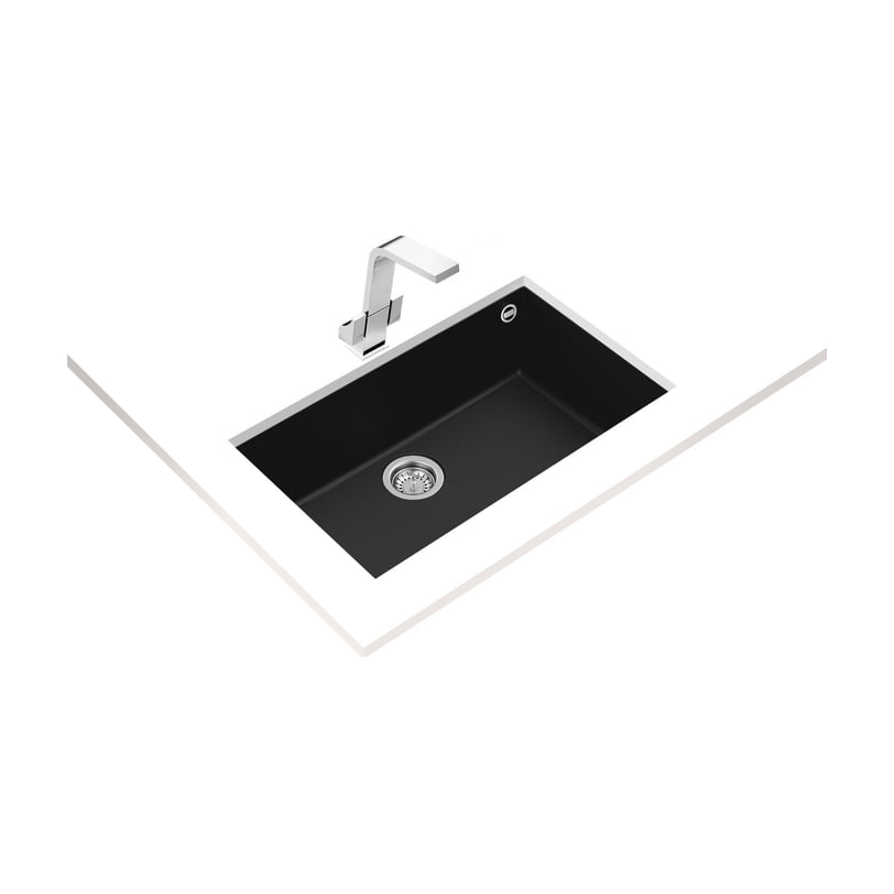 Fregadero Teka Square 72.40 TG de granito negro, bajo encimera