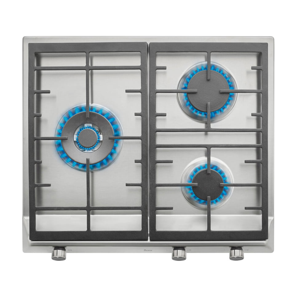 Placa de gas Teka EX 60.1 3G AI AL DR CI NAT, 3 quemadores, inox