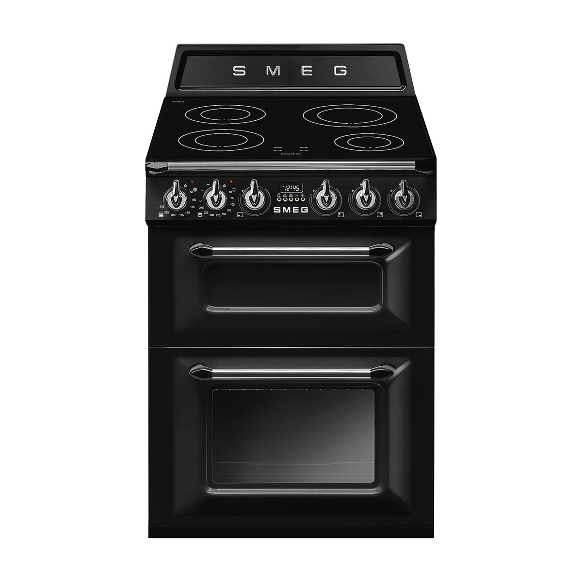 Cocina de inducción Smeg TR62IBL2 de 60 cm con doble horno, negra