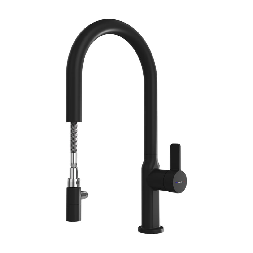 Grifo de cocina Teka Oval 9382 monomando extraíble, negro