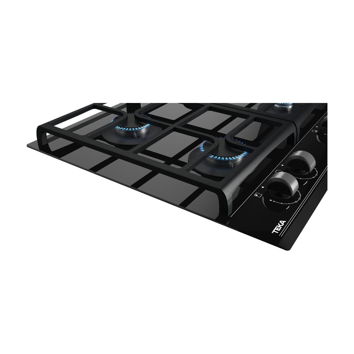 Placa de gas Teka GZC 64300 XBN, 60 cm, cristal negro y ExactFlame