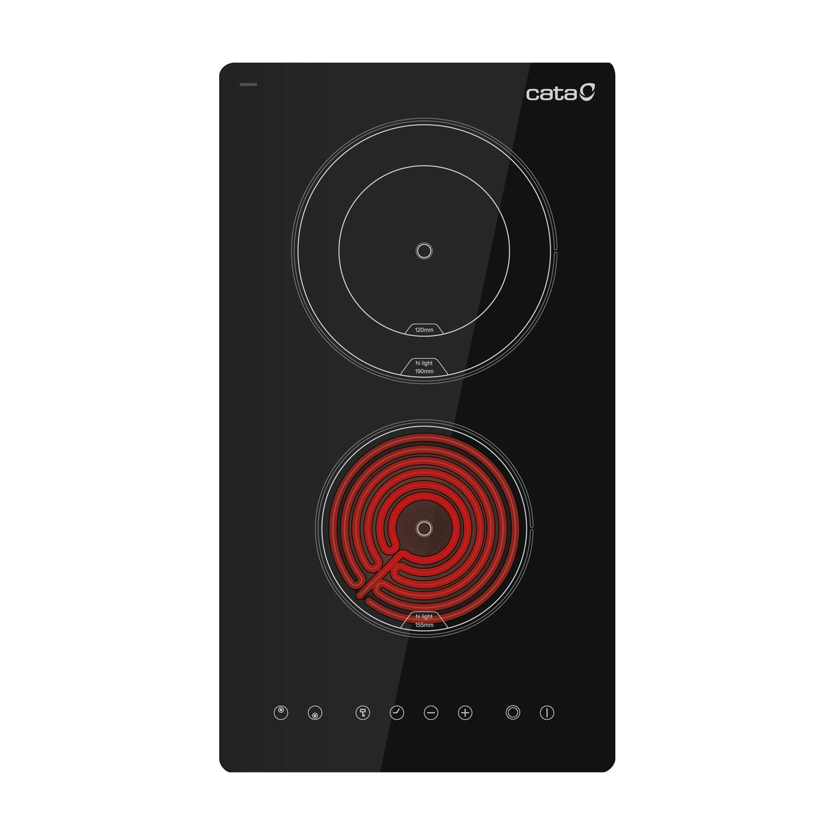 Placa vitrocerámica Cata TD 3002 BK /B, 2 zonas y 29 cm