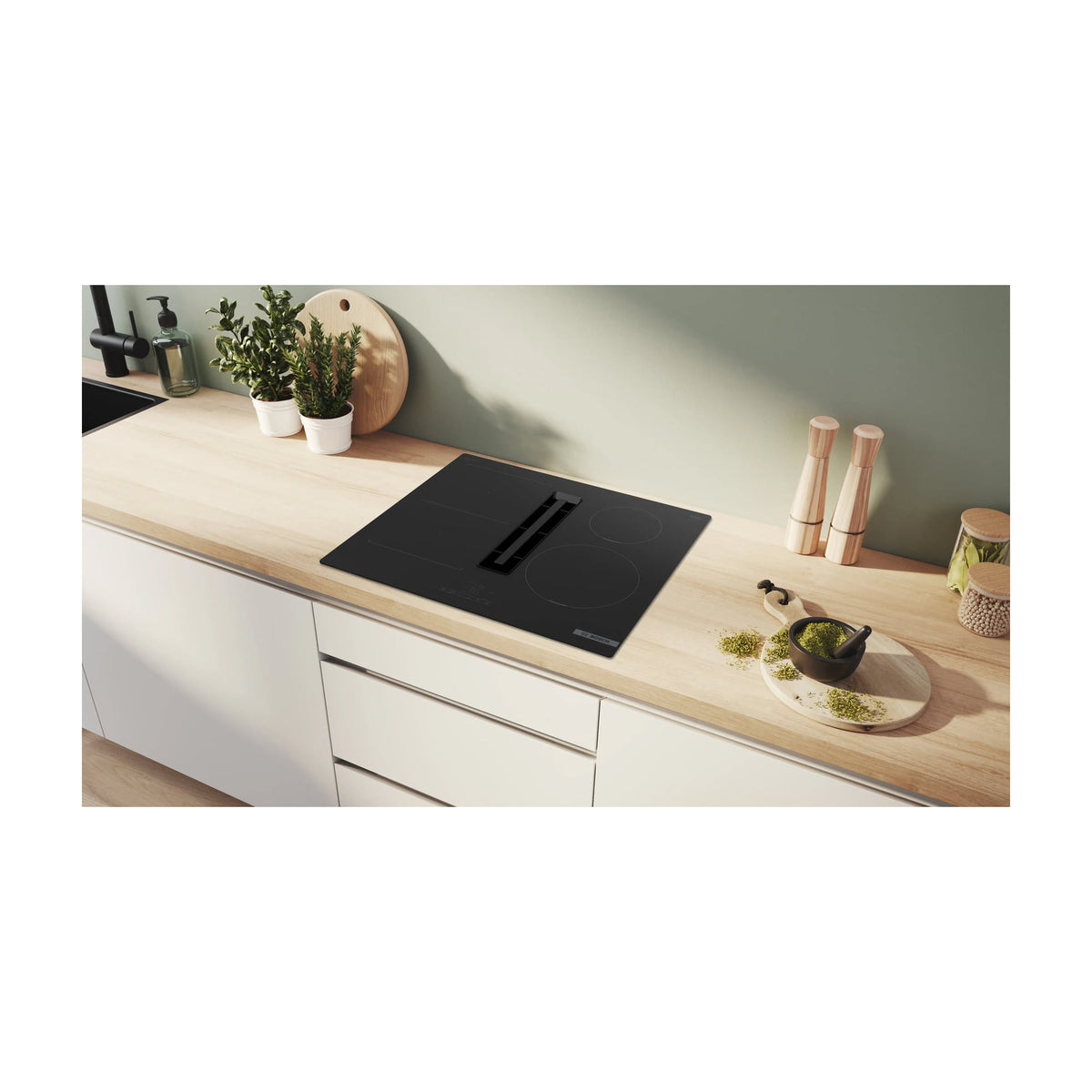 Placa de inducción con extractor Bosch PVS611B16E de 60 cm y 4 zonas