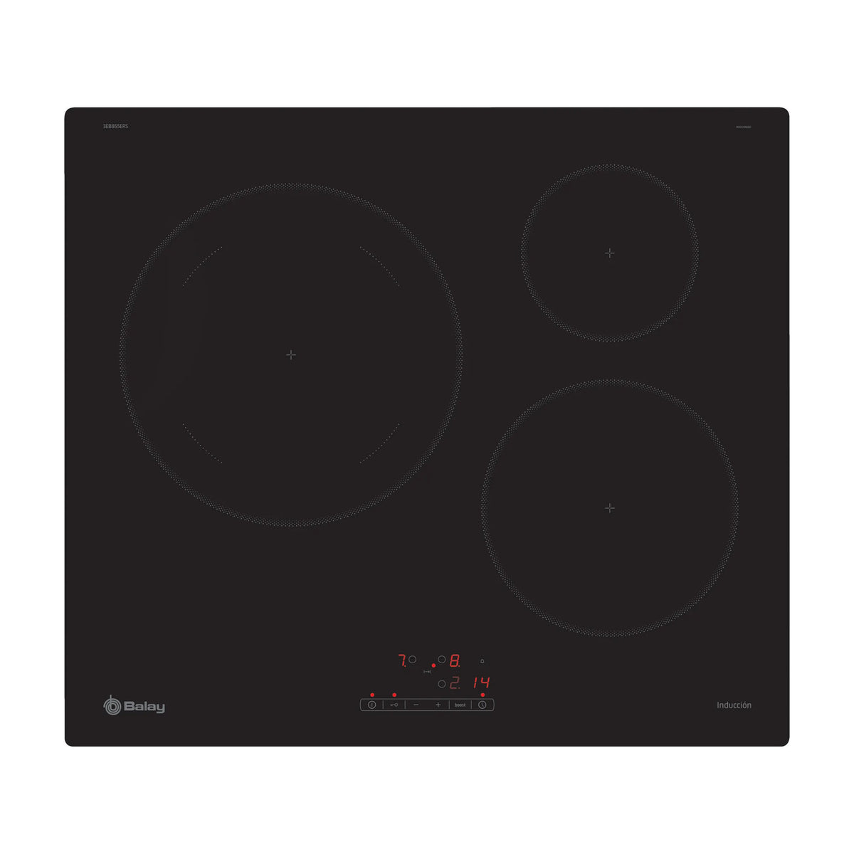 Placa de inducción Balay 3EB865ERS, 3 zonas y zona de 28 cm
