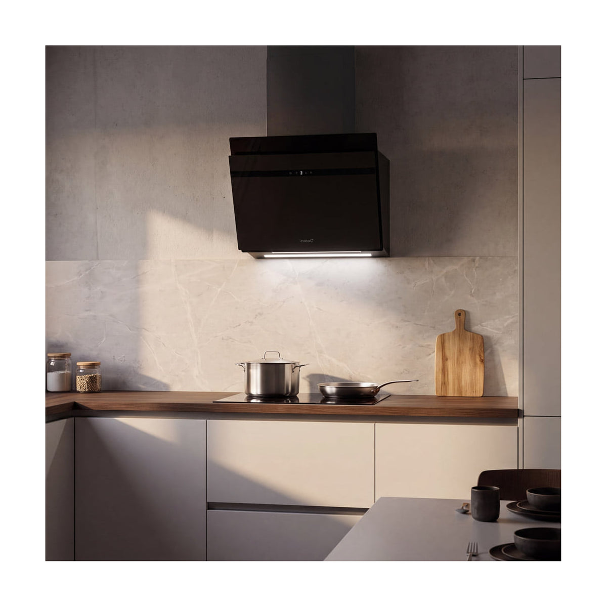 Campana decorativa CATA Thalassa Evo 600 GBK /A, 60 cm, cristal negro