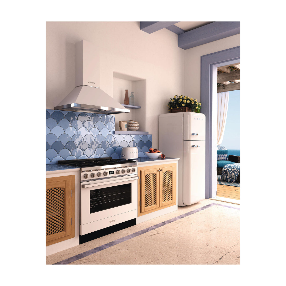 Campana decorativa Smeg KPF9WH de 90 cm, blanca