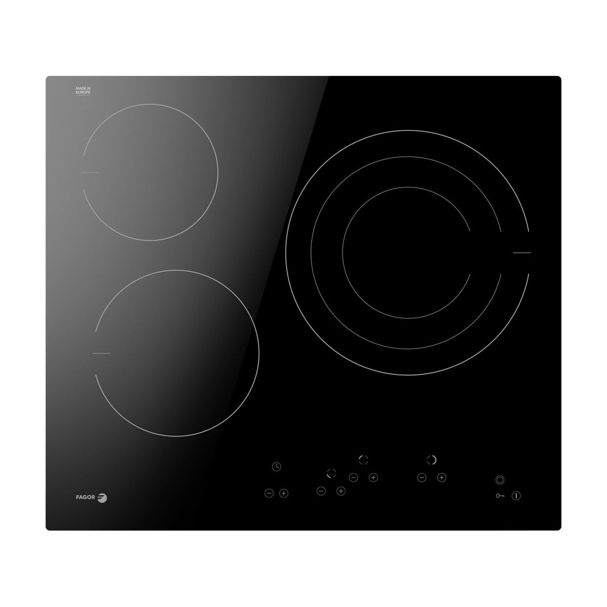 Placa vitrocerámica Fagor 3VFT-330AC de 3 zonas con zona triple de 27 cm