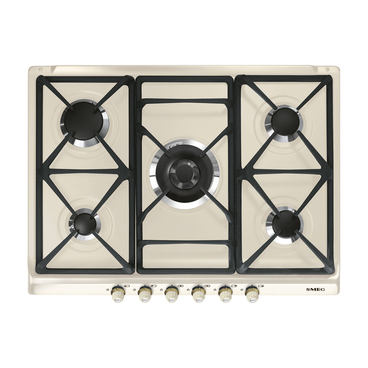 Placa de gas Smeg SR775PO de 5 zonas, acabado crema