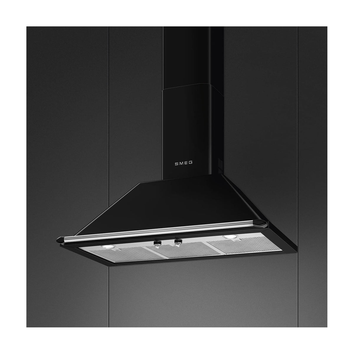 Campana decorativa Smeg KT90BLE negra, 90 cm, clase A