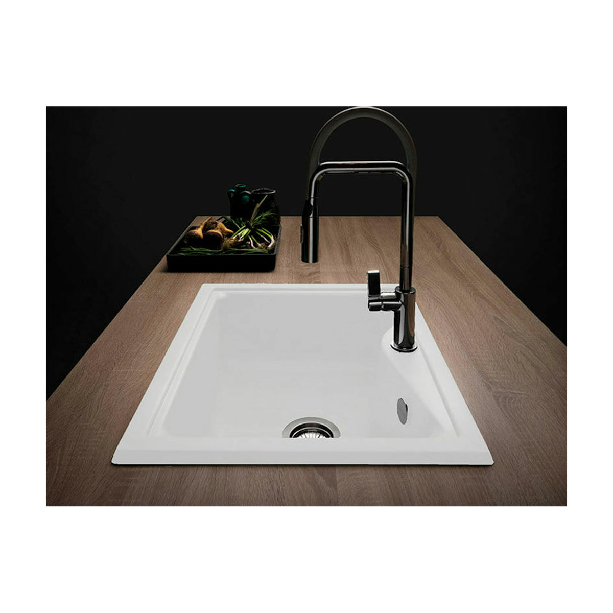 Fregadero Poalgi City 320 Roc Stone®, blanco brillo, una cubeta