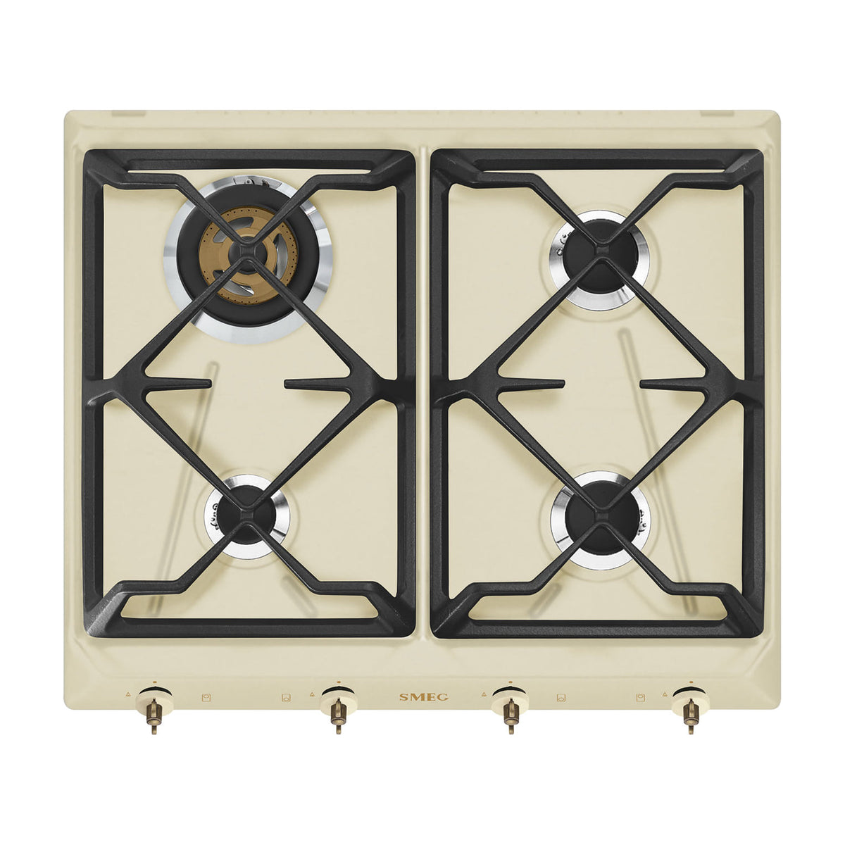 Placa de gas Smeg SRV864POGH de 60 cm, 4 quemadores y acabado crema