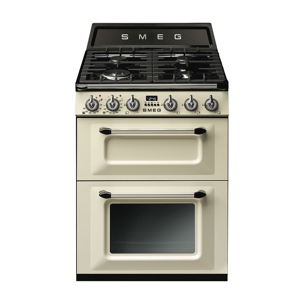 Cocina de gas Smeg TR62P de 60 cm con dos hornos eléctricos, color crema