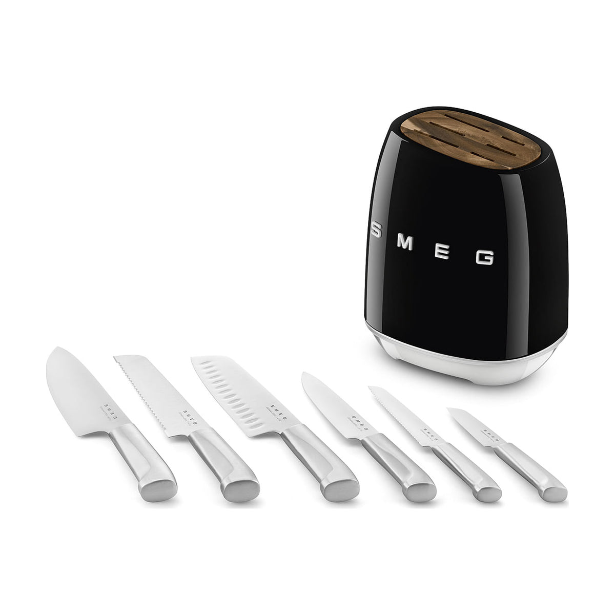 Bloque para cuchillos Smeg KBSF02BL con 6 cuchillos de acero alemán, negro