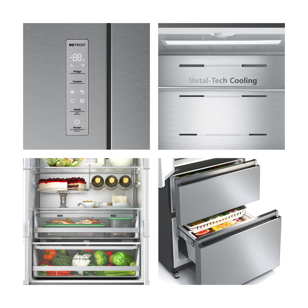 Frigorífico combi cajón francés Hisense RF632N4AIC1, 485 l, Total No Frost